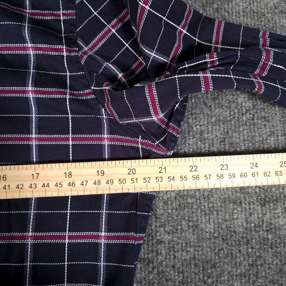 Butter Cloth Mens Large Long Sleeve Flip Cuff Geometric Shirt Red Blue Button Up